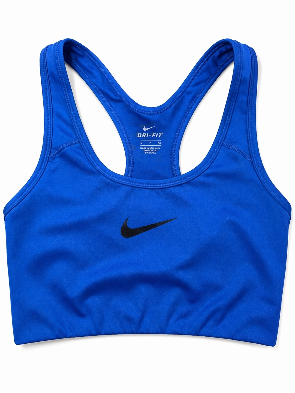 Nike Royal Blue Racerback Dri-FIT Sports Bra with Black Swoosh. Large
